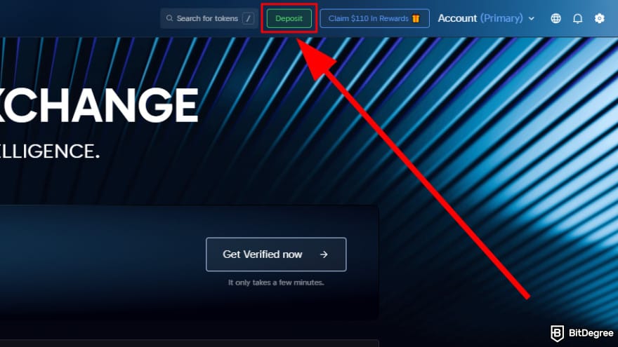 Arkham exchange review: click on the deposit button.