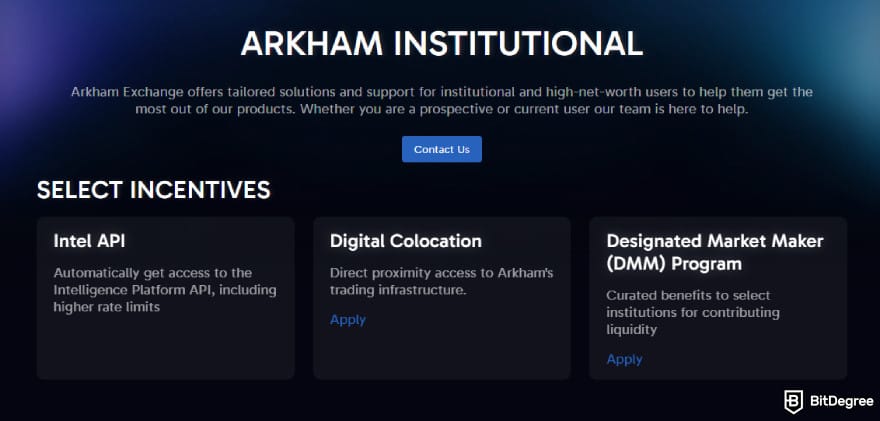 Arkham exchange review: incentives for professional or institutional traders.