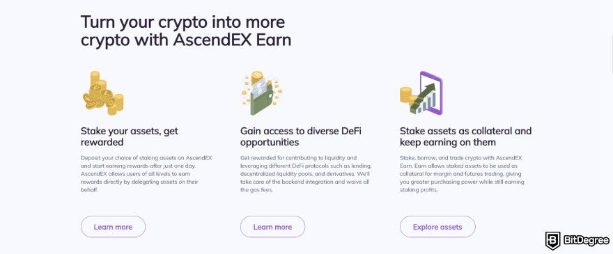 AscendEX review: the Earn program benefits.