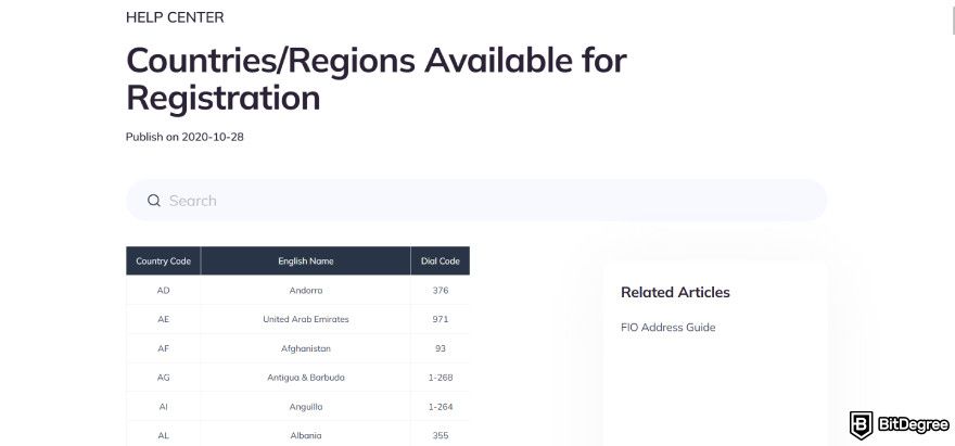 AscendEX review: country availability.