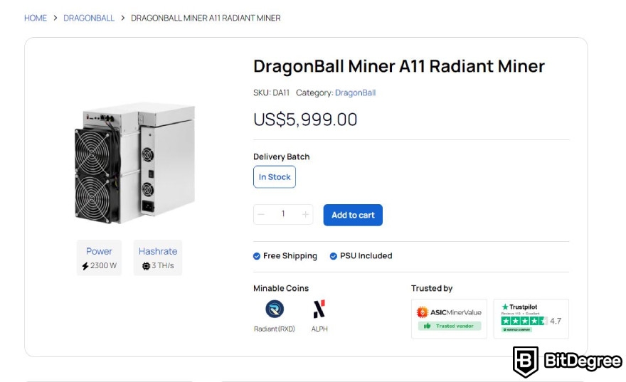 ASIC Marketplace reviews: DragonBall Miner A11 page.