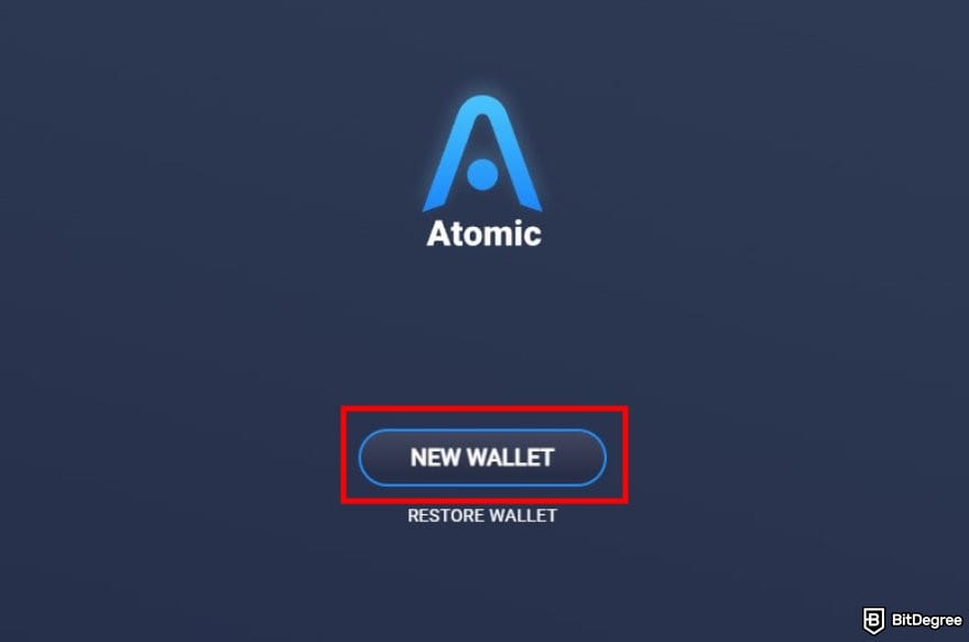 Atomic Wallet review: the initial page when setting up an Atomic wallet.