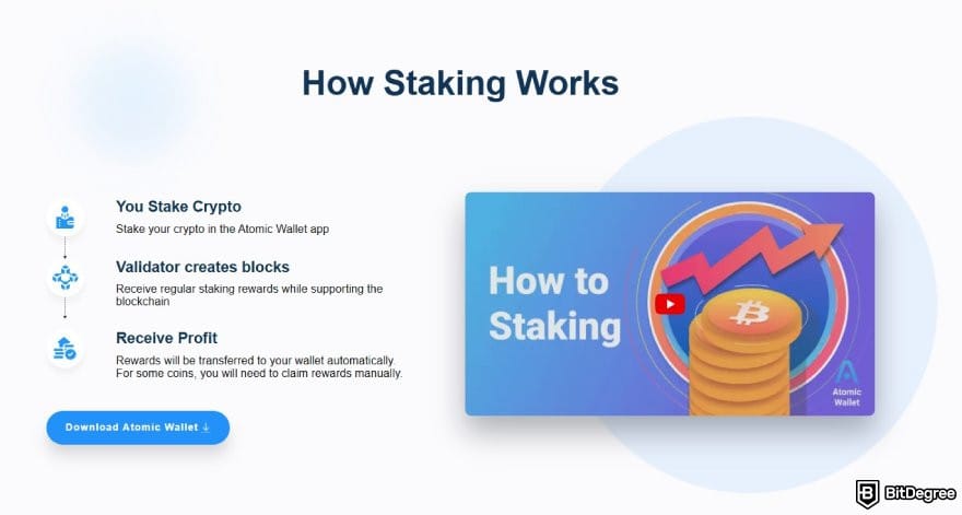 Atomic Wallet review: illustration of how staking works on Atomic Wallet.