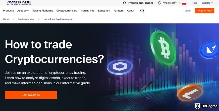 AvaTrade review: AvaTrade's how to trade cryptocurrencies page.