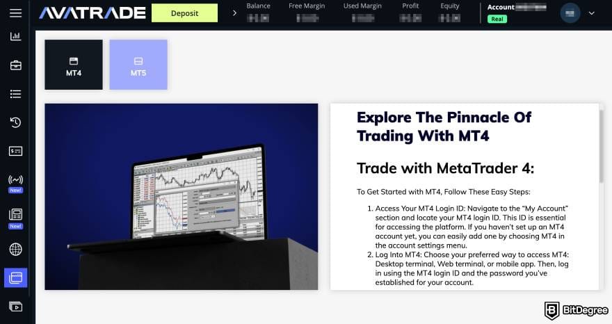 AvaTrade review: AvaTrade MetaTrader 4 and 5 page.