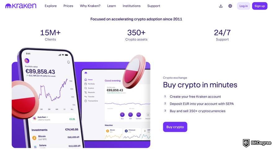 AvaTrade review: Kraken homepage.