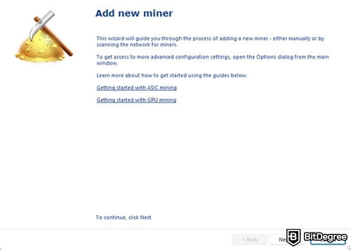 Awesome Miner review: a preview of Awesome Miner's initial configuration to add new miner.