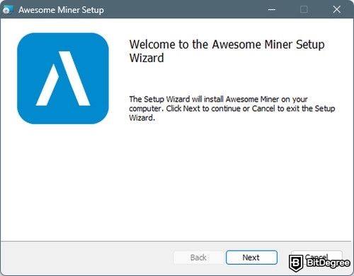 Awesome Miner review: Awesome Miner's Windows installer.