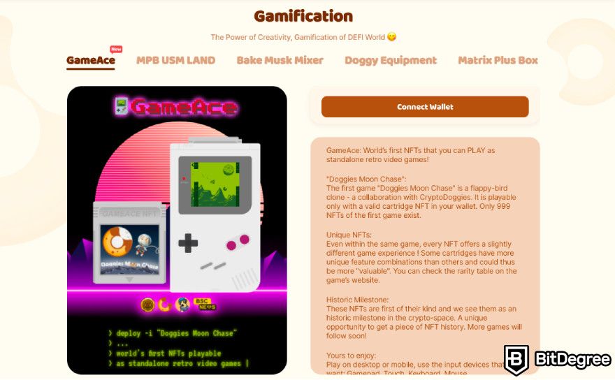 Bakeryswap review: a screenshot of Bakeryswap's GameFi page.