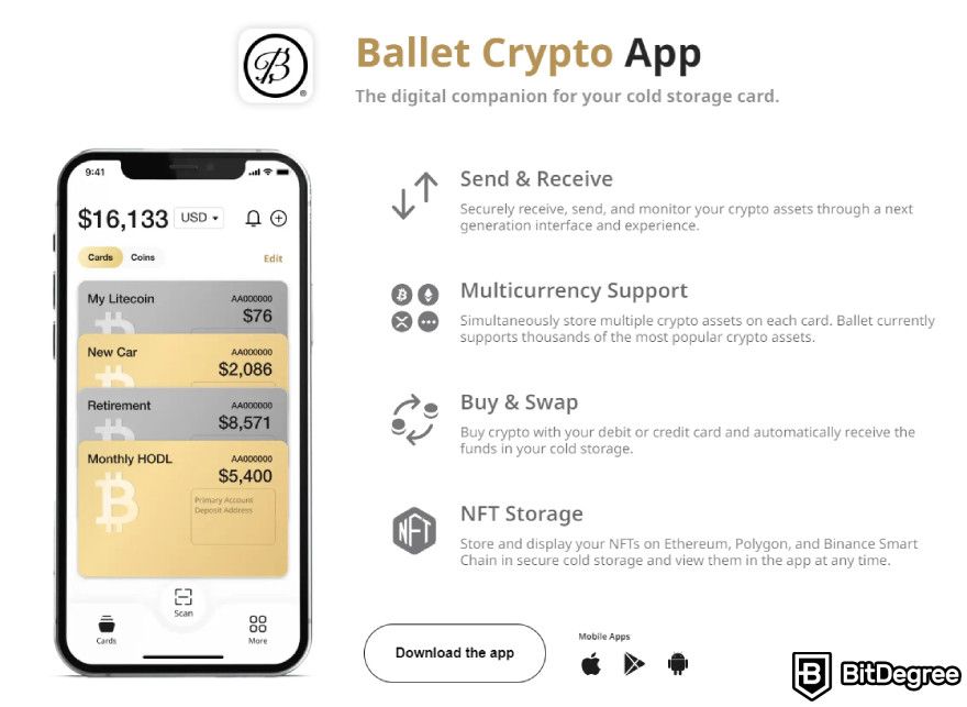 Ballet crypto wallet review: Ballet crypto mobile application.