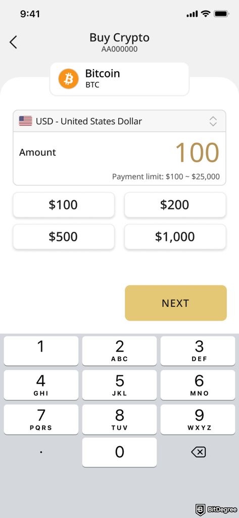 Ballet crypto wallet review: enter the amount of crypto.