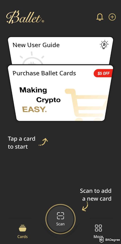 Ballet crypto wallet review: scan your card.