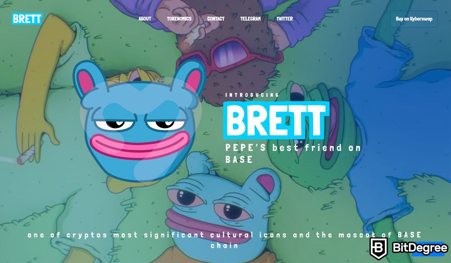 Base meme coins: a preview of Based BRETT homepage.