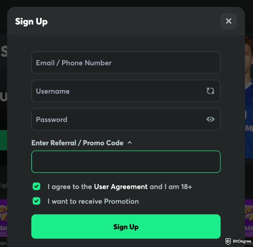 BC.GAME bonus code: registration.