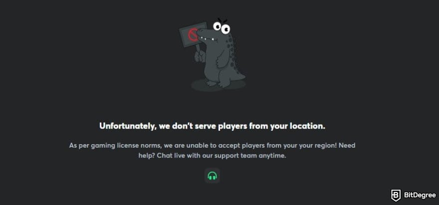 BC.GAME review: the geoblocking page on BC.GAME.