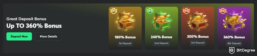 BC.GAME review: the Great Deposit Bonus banner on BC.GAME.