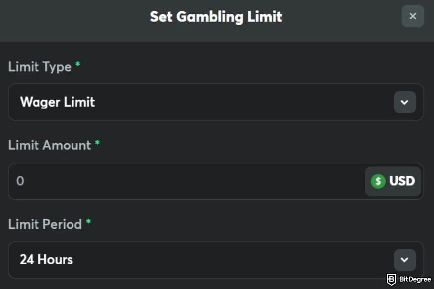 BC.GAME review: the gambling limit feature on BC.GAME.