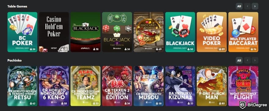 BC.GAME review: some featured games on BC.GAME's homepage.