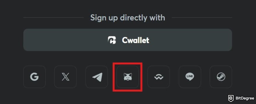 BC.GAME review: BC.GAME direct sign up options.