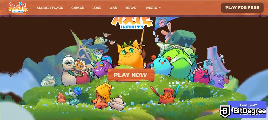 Benefits of cryptocurrency: Axie Infinity homepage.