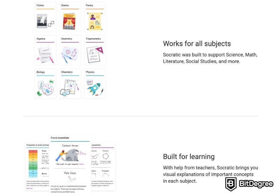 Best AI apps: Socratic AI page displaying illustrations and text.