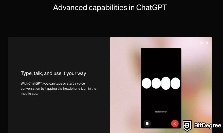 Best AI apps: ChatGPT mobile application displayed on their website.