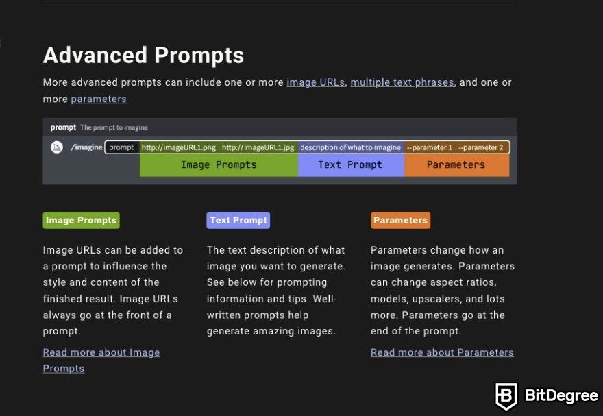 Best AI art generator: Midjourney's prompt structure.