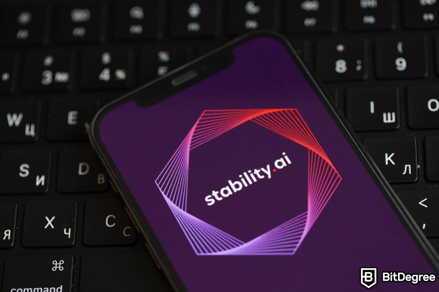 Best AI art generator: Stability AI logo opened on a phone.