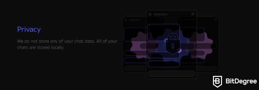 Best AI companion: Moemate stating it doesn't store data.