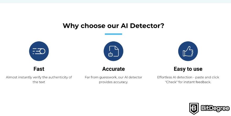 Best AI detector: Crossplag displaying the reasons why people should pick their platform on their website.