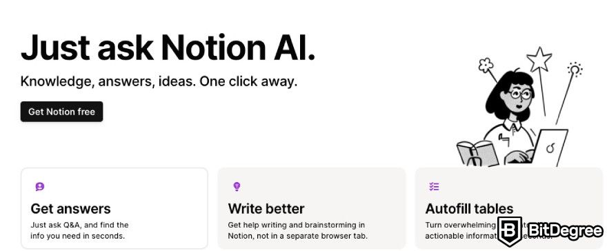 Best AI marketing tools: Notion AI chatbot feature.