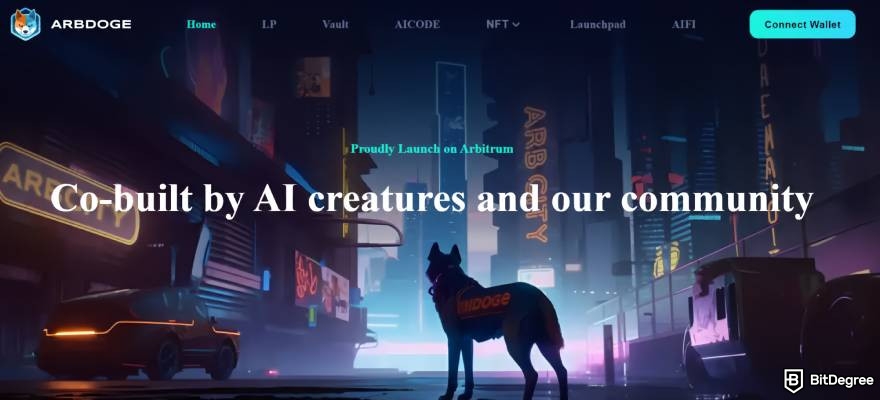 Best AI meme coins: ArbDoge AI website.