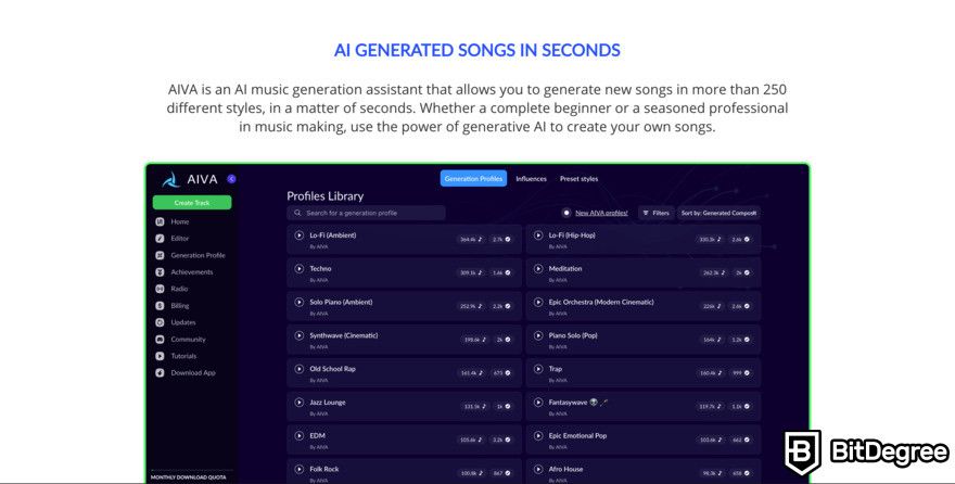Best AI image generator: AIVA website.