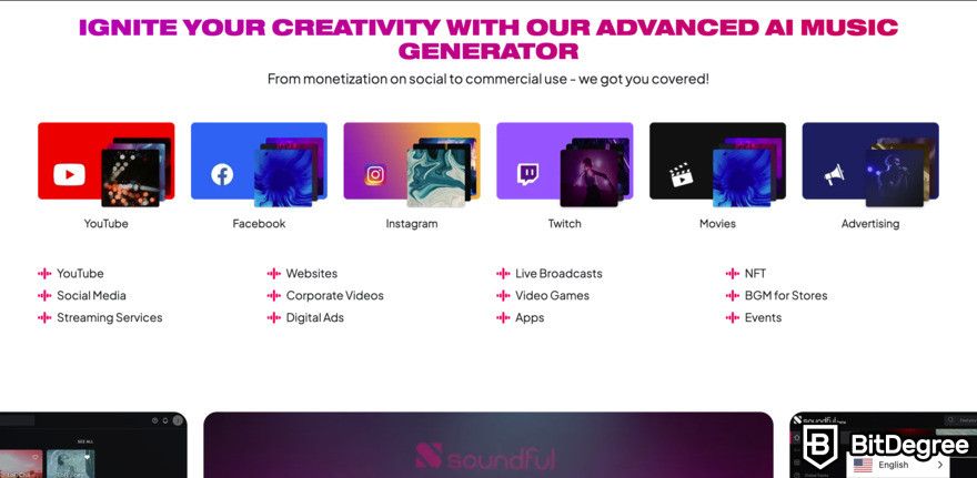 Best AI image generator: Soundful website.