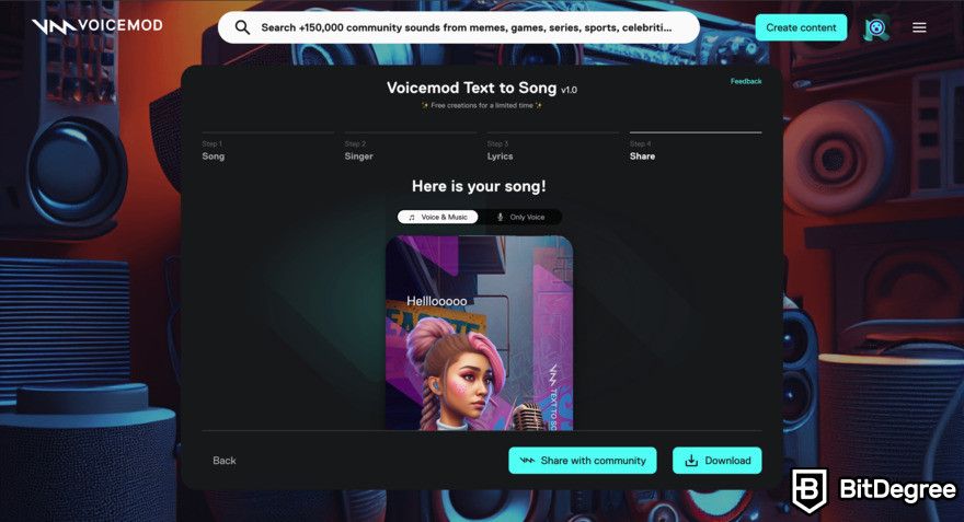 Best AI image generator: Voicemod website.