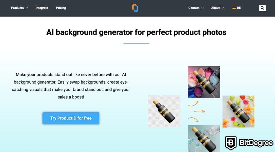 Best AI photo enhancer: PiktID ProductID feature displayed on the website.