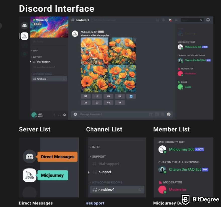Best AI tools: Midjourney's Discord interface.