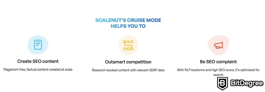 Best AI writer: Scalenut cruiser mode feature displayed on the webpage.