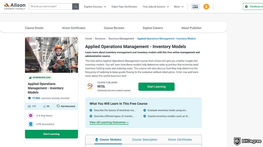 Best Alison courses: applied operations management.