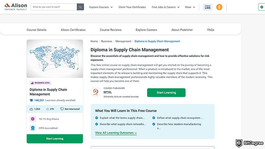 Best Alison courses: diploma in supply chain management.