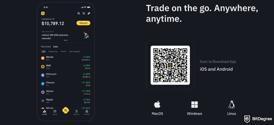 Bursa altcoin terbaik: Aplikasi seluler Binance.