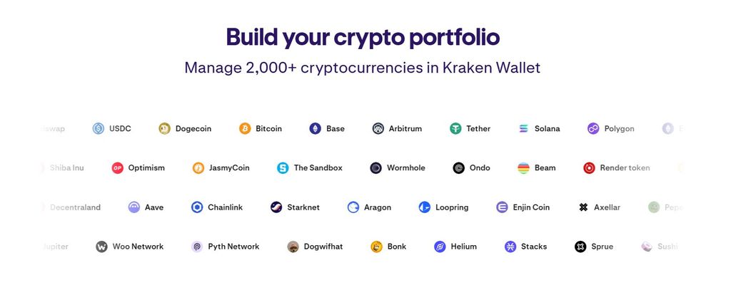 Best Arbitrum wallet: available cryptocurrencies in Kraken Wallet.
