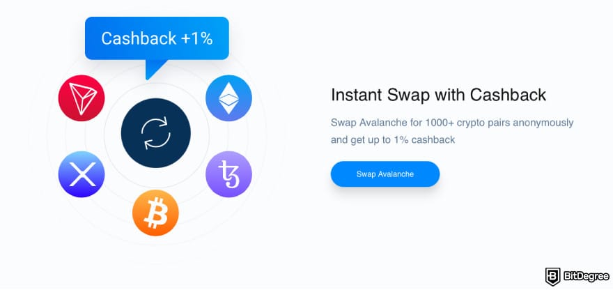 Best AVAX wallet: a screenshot of Atomic Wallet Cashback description.
