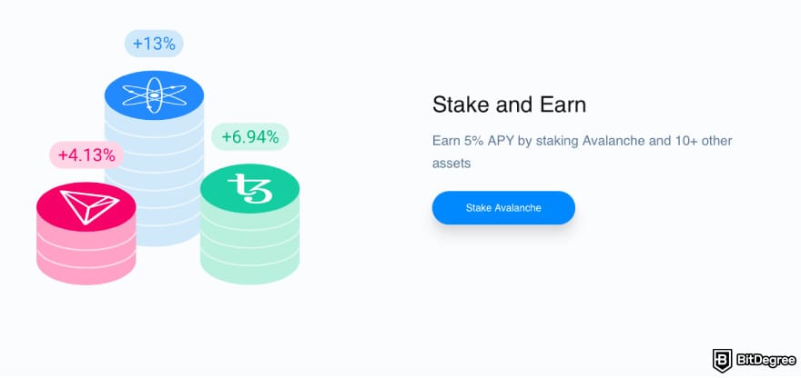 Best AVAX wallet: a screenshot of Atomic Wallet staking description.