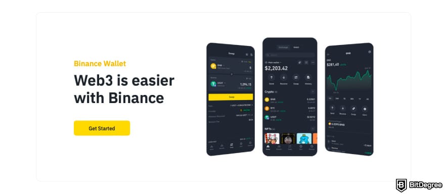 Best AVAX wallet: a screenshot of Binance Wallet mobile app.