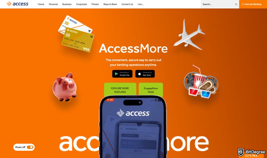 Best bank in Nigeria: a screenshot of Access Bank's AccessMore app page.