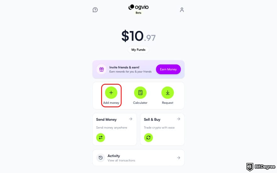 Best bank in Nigeria: click [Add money] on Ogvio.