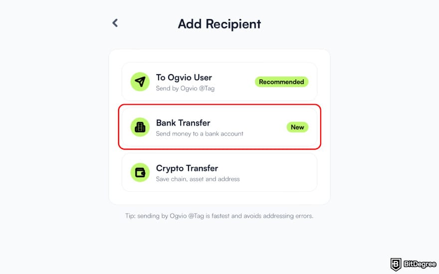 Best bank in Nigeria: choose your recipient on Ogvio.