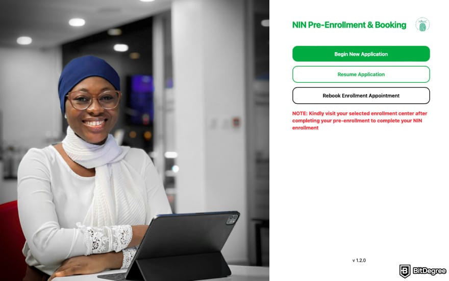 Best bank in Nigeria: a screenshot of NIN pre-enrollment form.