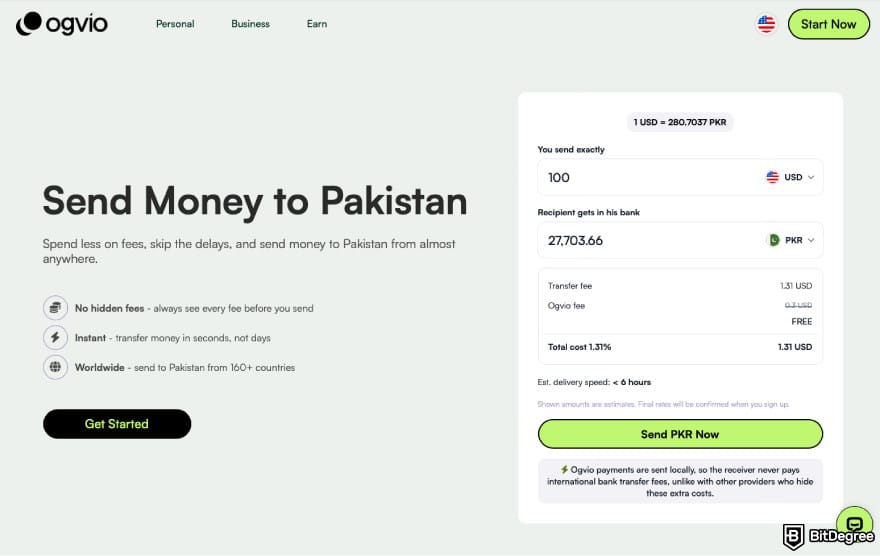 Best bank in Pakistan: a screenshot of Ogvio features.